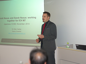 ICHM7ソリューション製品群の説明をした　Lhasa社　Knowledge Base Team　Senior Scientist Dr. Alex Cayley